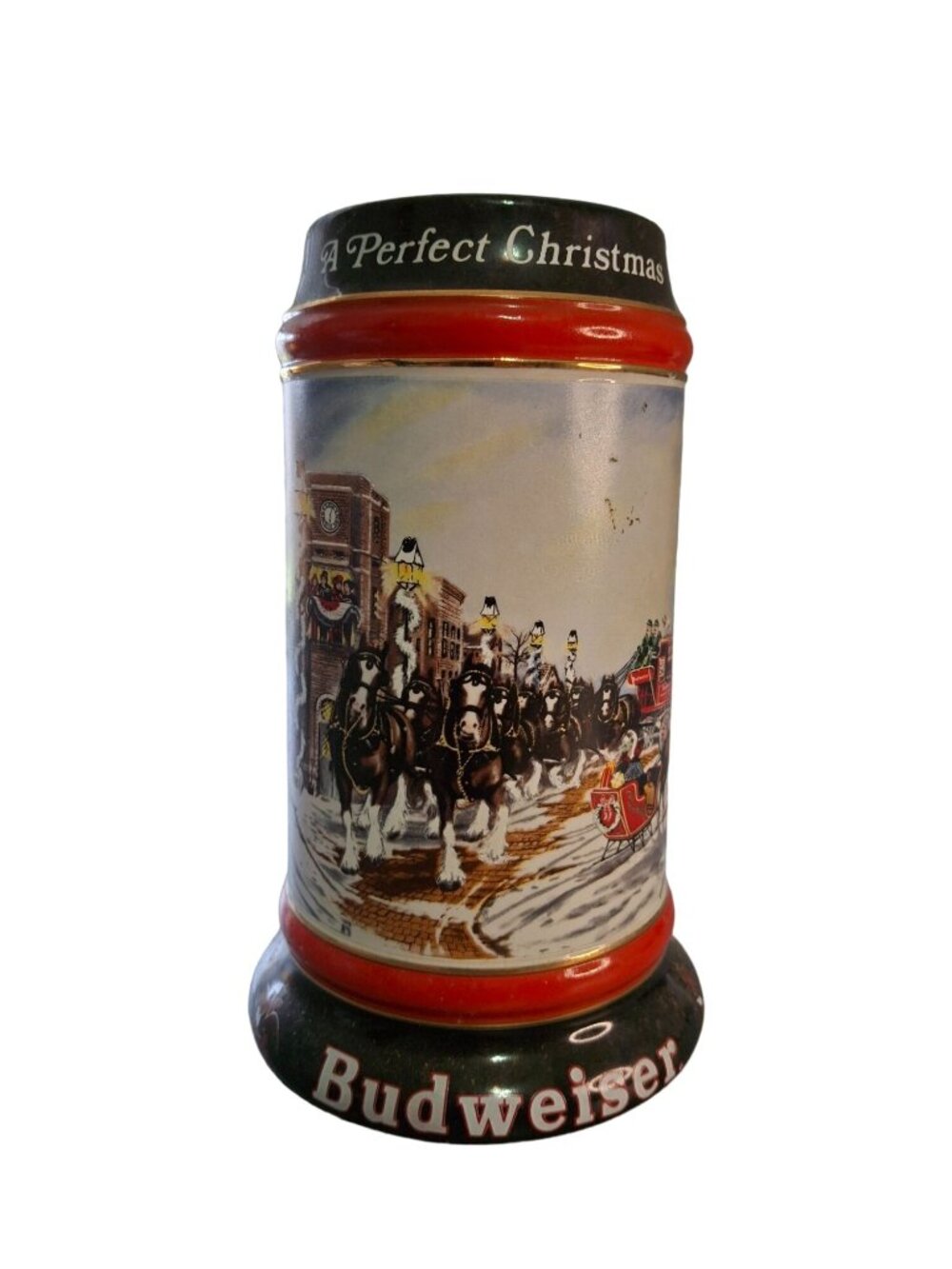 1992 Budweiser Holiday Stein A Perfect Christmas Susan Sampson Clydesdales